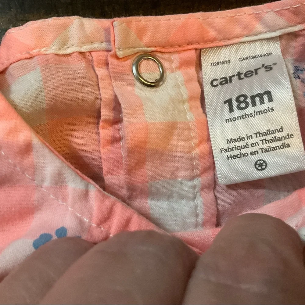 Carter's Pink and White Jumpsuit with Ruffled Sleeves